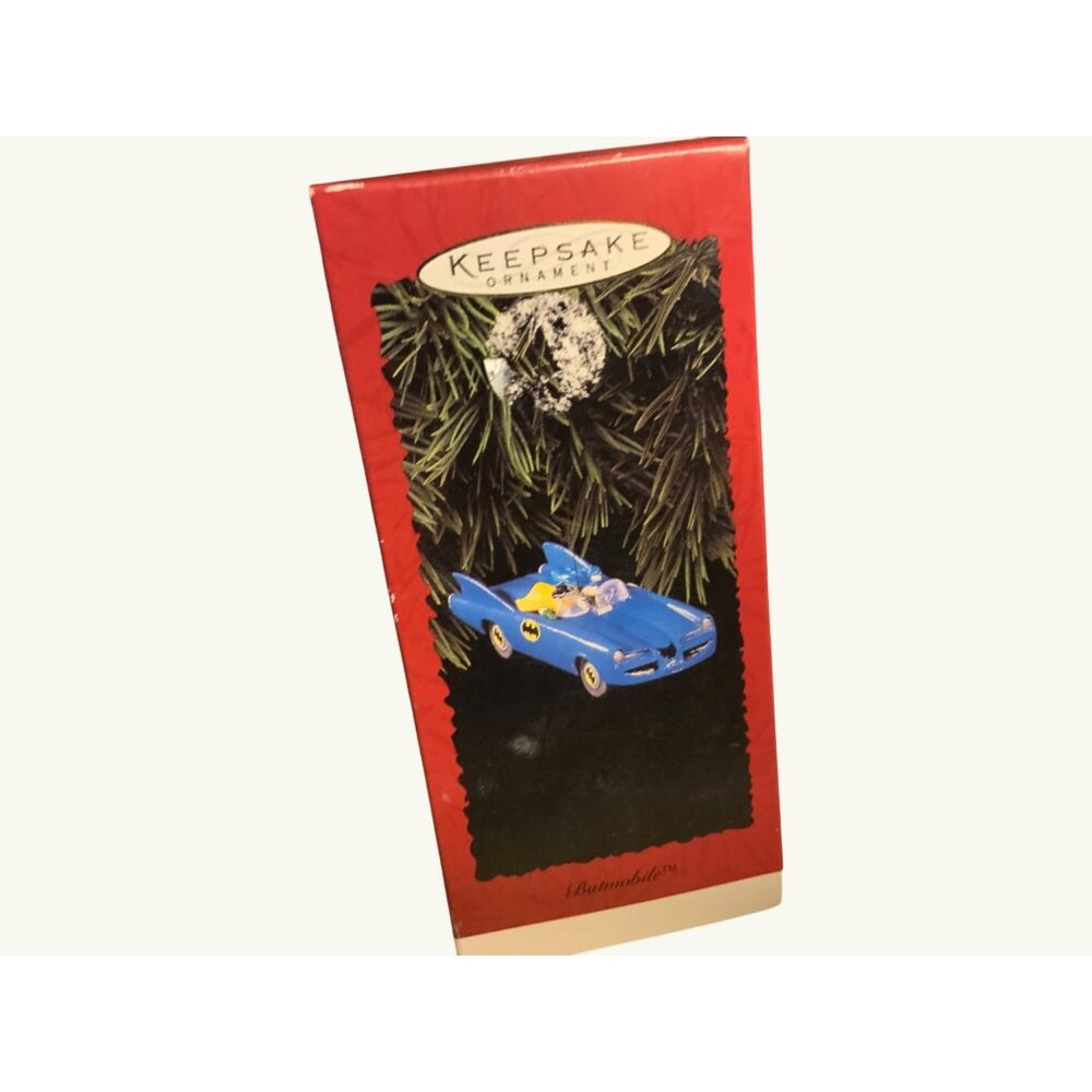Vintage Hallmark Keepsake 1995 Batmobile Ornament With Batman & Robin Figures